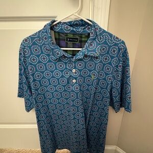 William Murray Golf Blue Geometric Polo Shirt